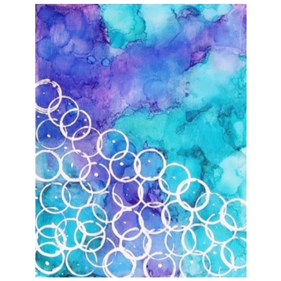 Hand Crafted Purple and Turquoise Abstract Design 11x14 Inches Canvas Painting - Picture 2 of 4